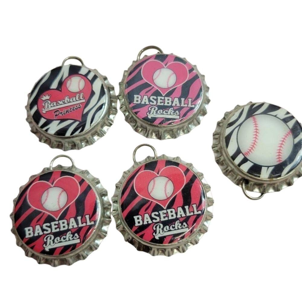 Baseball bottle cap charms
